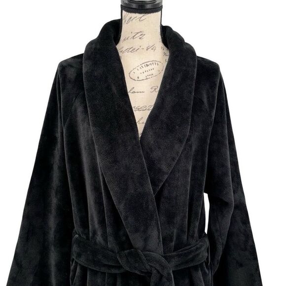 Victoria’s Secret Plush Robe With Tie Belt Black Size XL - Picture 4 of 11
